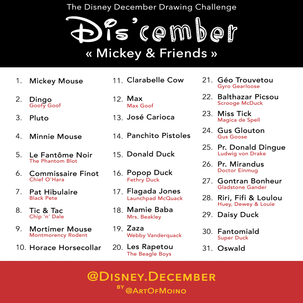 Dis'cember - Liste / List - Disney December 2018