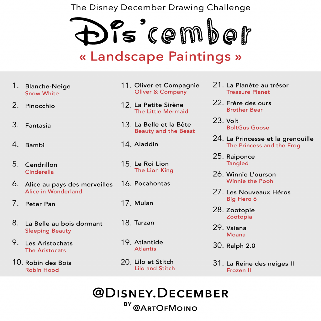 Dis'cember - Liste / List - Disney December 2020